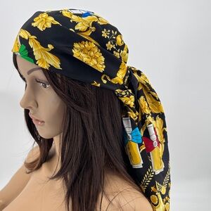 Lillie Rubin Vintage 80s Dynasty Whimsical Silk Hair Wrap Bandeau Top Scarf